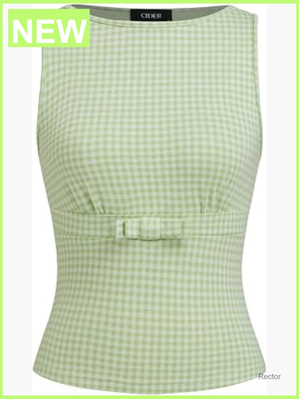 Plaid Sleeveless Tank Top with Bow Detail